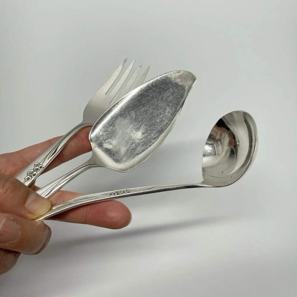 Vintage Oneida Community Silverplate‎ Enchantment Gentle Rose Serving Set Of 3